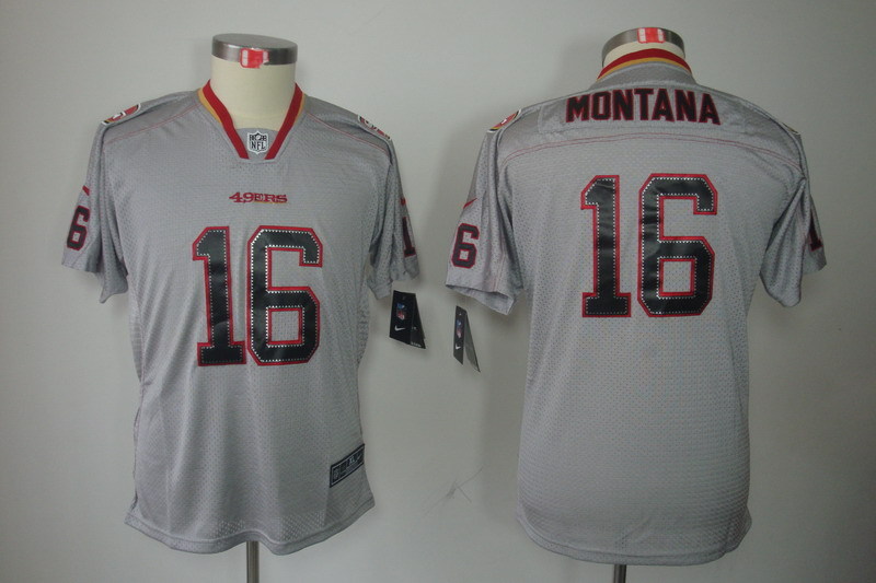 Youth San Francisco 49ers 16 montana Grey style2 NFL Nike Jerseys